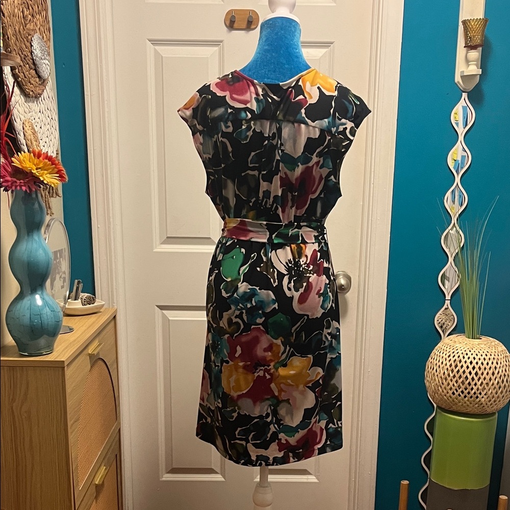 Daisy Fuentes Multicolor Floral Mini Faux Wrap Dress - Picture 3 of 6